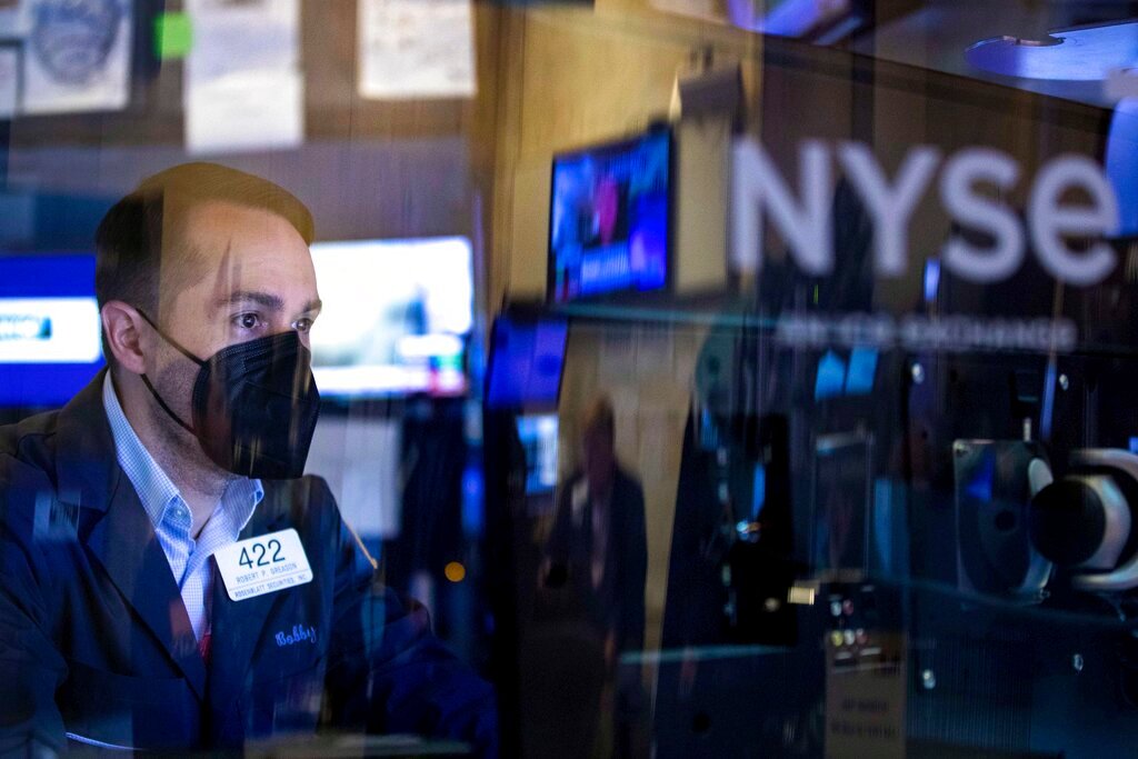 Trader Robert Greason works on the floor of the New York Stock Exchange, Friday, June 3, 2022. (Allie Joseph/New York Stock Exchange via AP)