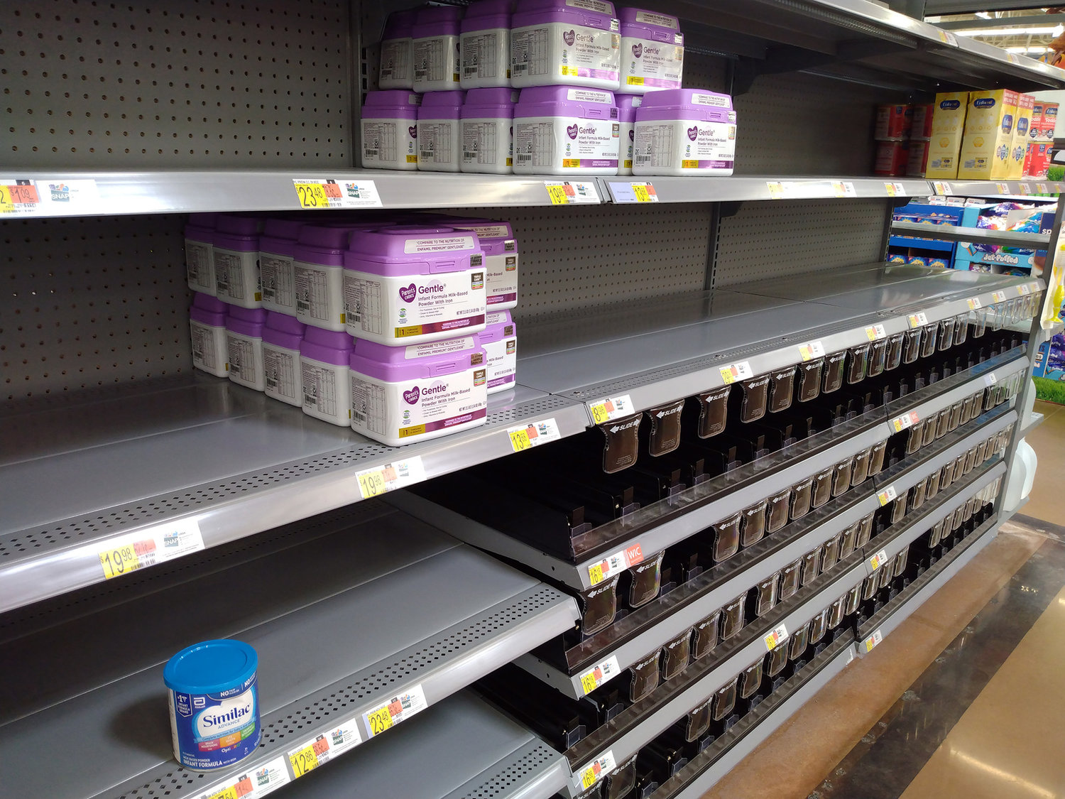 Mostly empty shelves for baby formula are seen at a Walmart store in Dallas, Ga., Friday, June 3, 2022. (Index/Henry Durand, File)