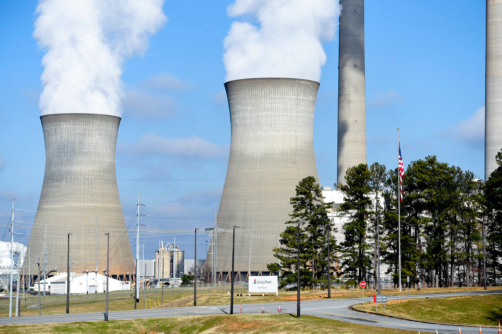 Plant Bowen, commonly known as Bowen Steam Plant, Dec. 14, 2020, in Euharlee, Ga. (AP Photo/Mike Stewart, File)