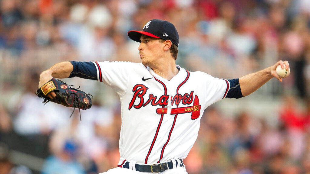 Atlanta Braves starting pitcher Max Fried throws in the first inning against the San Francisco Giants, Monday, June 20, 2022, in Atlanta. (AP Photo/Hakim Wright Sr.)