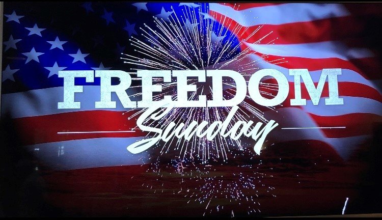 Visuals proclaimed Freedom Sunday at First Baptist.