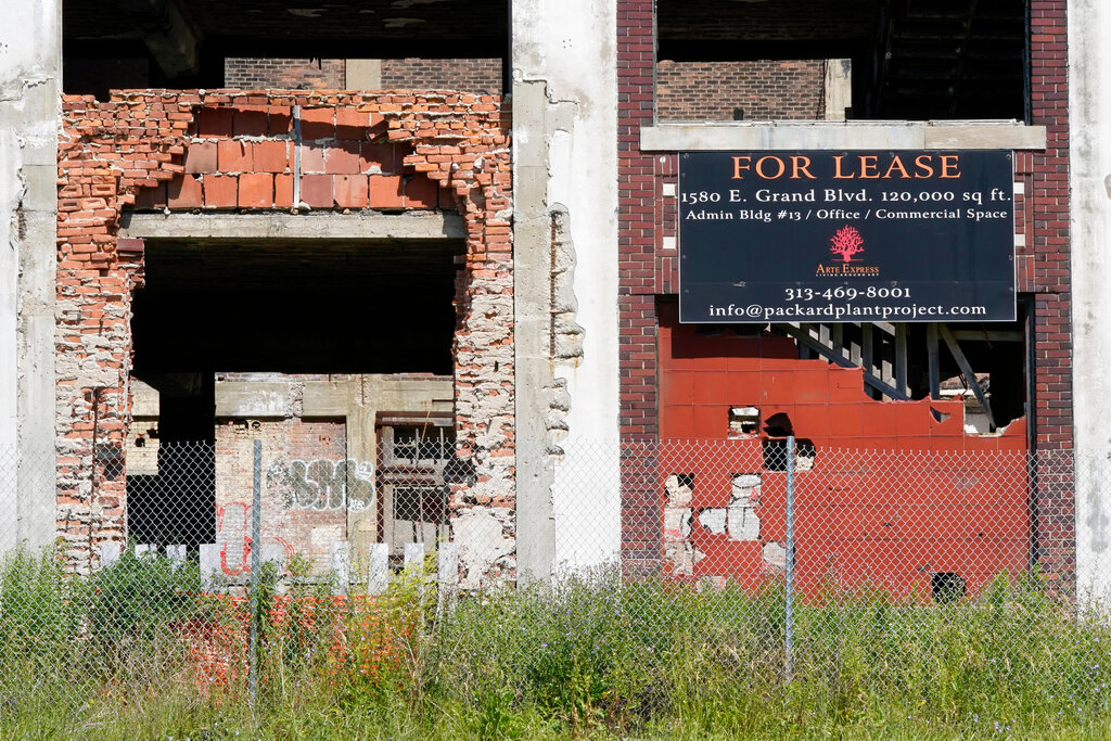 The Packard Plant on Detroit's east side, Thursday, June 30, 2022. (AP Photo/Carlos Osorio)