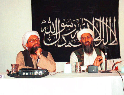 Ayman al-Zawahri, left, and Osama bin Laden hold a news conference in Afghanistan in 1998. (AP Photo/File)