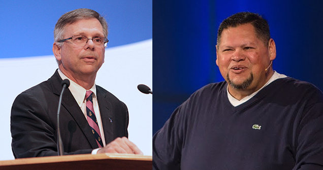 Marshall Blalock, pastor of First Baptist Church in Charleston, S.C., and Mike Keahbone, right, pastor of First Baptist Church in Lawton, Okla., will serve as chair and vice chair, respectively, of the Abuse Response Implementation Task Force. (Photos/South Carolina Baptist Convention, Southeastern Baptist Theological Seminary)