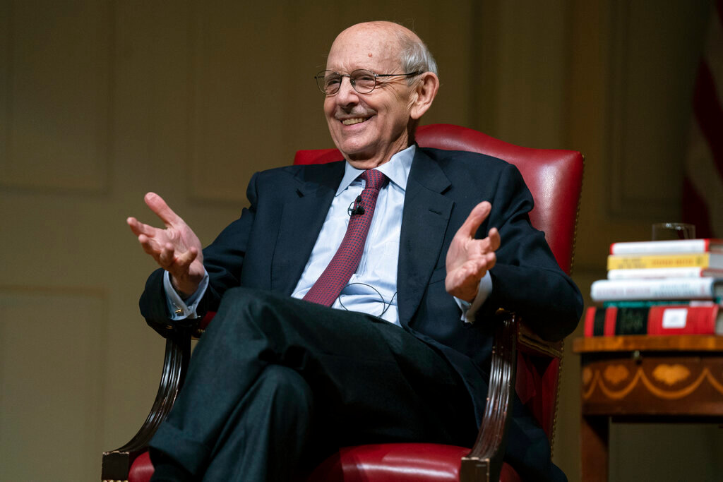 Supreme Court Justice Stephen Breyer speaks during an event at the Library of Congress, Feb. 17, 2022, in Washington. (AP Photo/Evan Vucci, Pool, File)