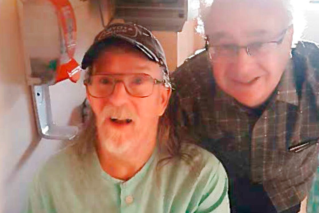 This photo provided by Gary Nichols shows him, right, with his brother, Alan, on the eve of his euthanization in Chilliwack, British Columbia, Canada, in July 2019. Alan submitted a request to be euthanized and he was killed, despite concerns raised by his family and a nurse practitioner. Nichols’ family reported the case to police and health authorities, arguing that he lacked the capacity to understand the process and was not suffering unbearably — among the requirements for euthanasia. “Alan was basically put to death,” his brother, Gary, says. (Courtesy Gary Nichols via AP)