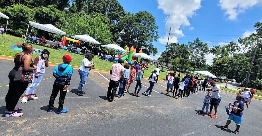 Neighborhood students and passersby participated in a back-to-school community outreach at The Favor Church in Decatur, Ga. (Submitted photo)