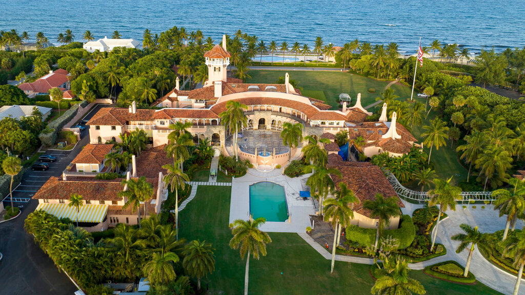 An aerial view of former President Donald Trump's Mar-a-Lago estate is seen Wednesday, Aug. 10, 2022, in Palm Beach, Fla. (AP Photo/Steve Helber)