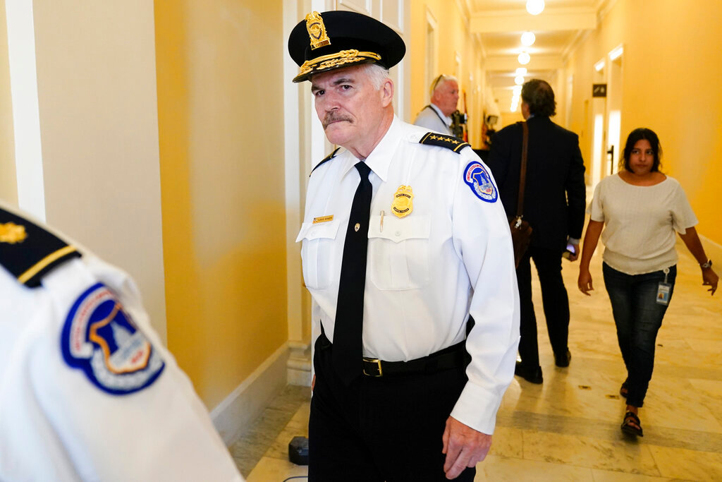 U.S. Capitol Police Chief Tom Manger is seen in the Capitol, June 9, 2022, in Washington. (AP Photo/Andrew Harnik, File)