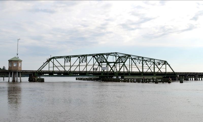 The Houlihan Bridge in Port Wentworth, built in 1922 and slated for replacement, is Georgia’s last remaining swing-style bridge. (Photo/Georgia Department of Transportation)