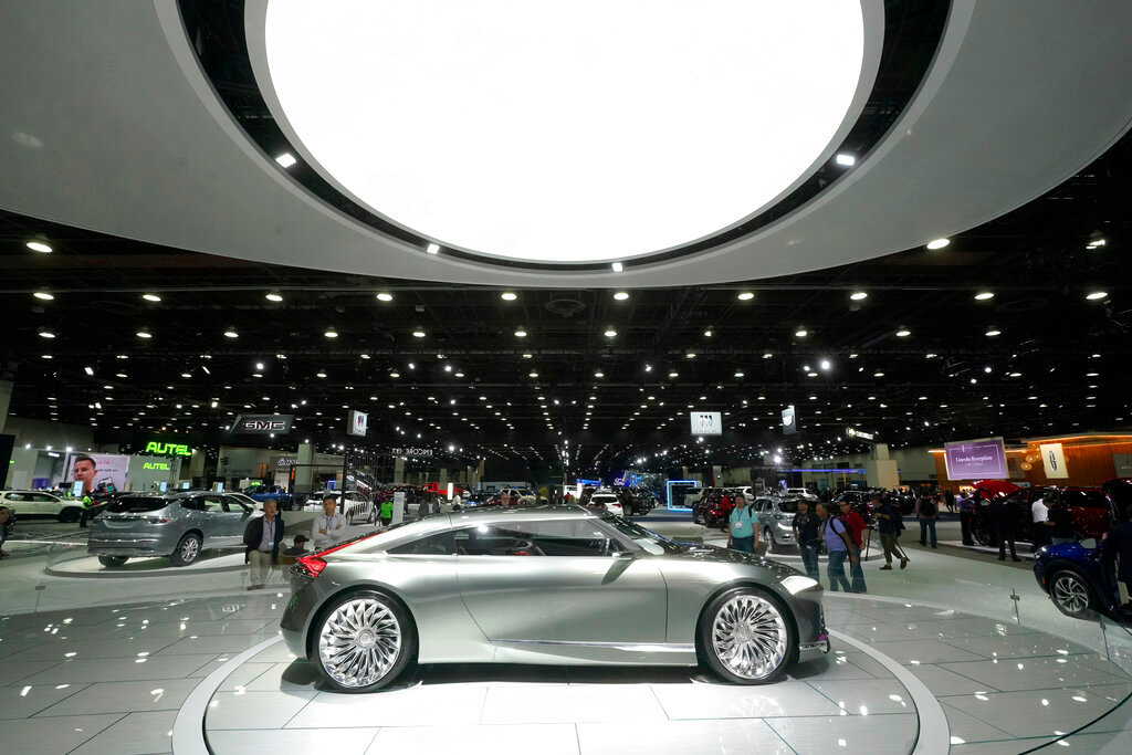 A Buick Wildcat EV concept is shown during the media previews for the North American International Auto Show in Detroit, Wednesday, Sept. 14, 2022. (AP Photo/Paul Sancya)