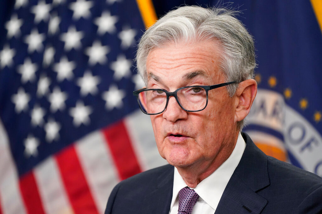 Federal Reserve Chair Jerome Powell speaks at a news conference Wednesday, Sept. 21, 2022, at the Federal Reserve Board Building in Washington. (AP Photo/Jacquelyn Martin)