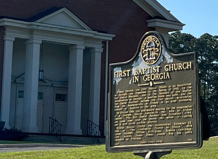 A historical marker identifies Kiokee Baptist Church as the oldest Southern Baptist church in Georgia. (Photo/Mary Dant)