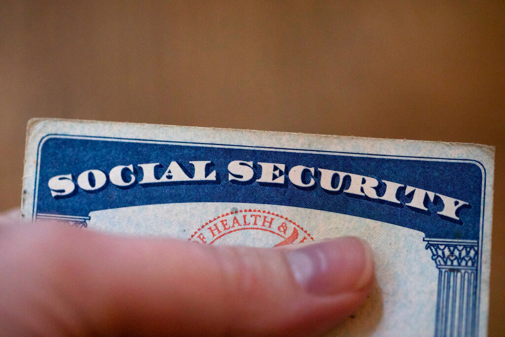 A Social Security card is displayed on Oct. 12, 2021, in Tigard, Ore. (AP Photo/Jenny Kane, File)