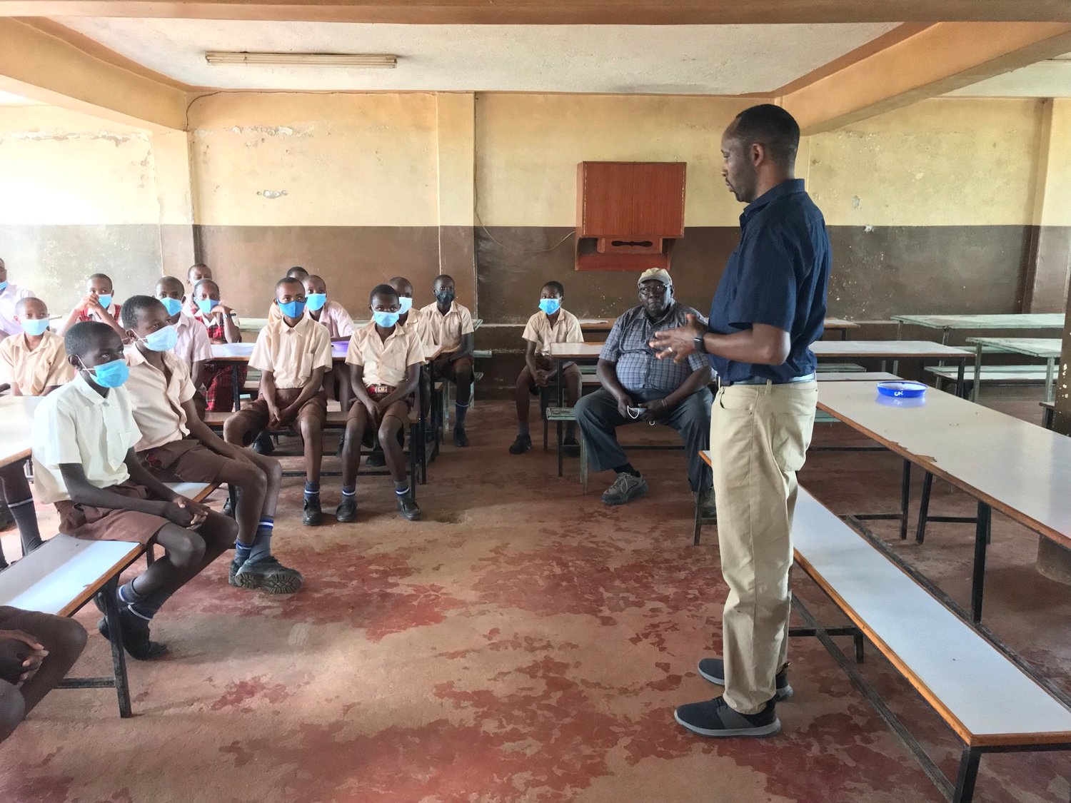 Samuel Mwangi Ndungu teaches students at Grace Primary School in Solai, Kenya.