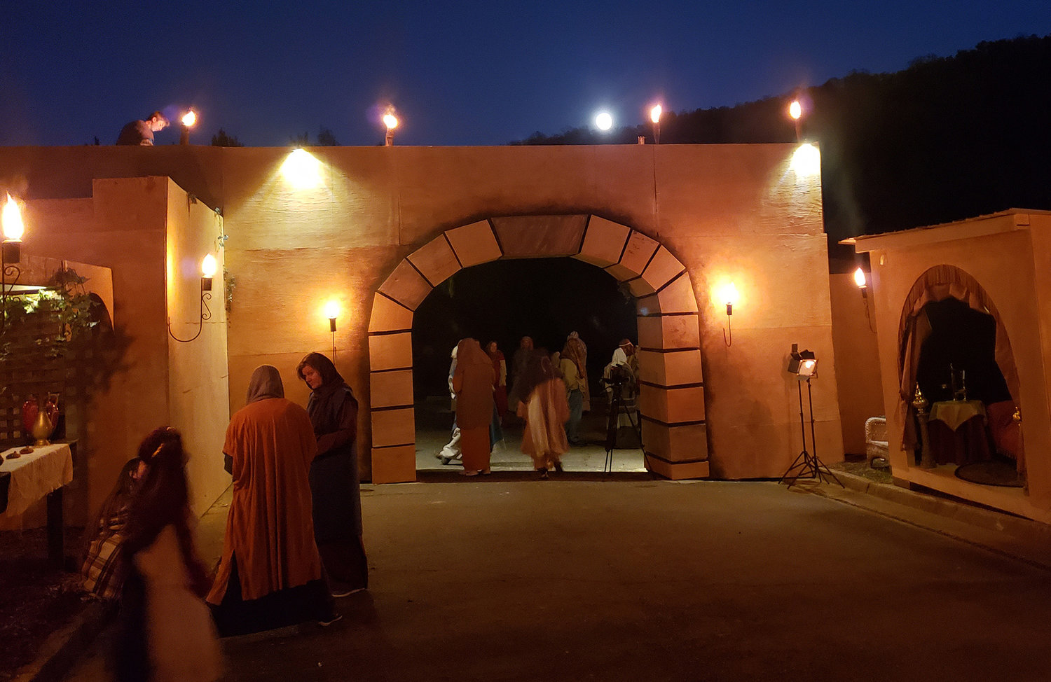 The gate to the village of Bethlehem is illuminated during a prior year's production of the Legacy of Bethlehem at Legacy Baptist Church in Dallas, Ga. (Photo/Courtesy Jim Yearwood)