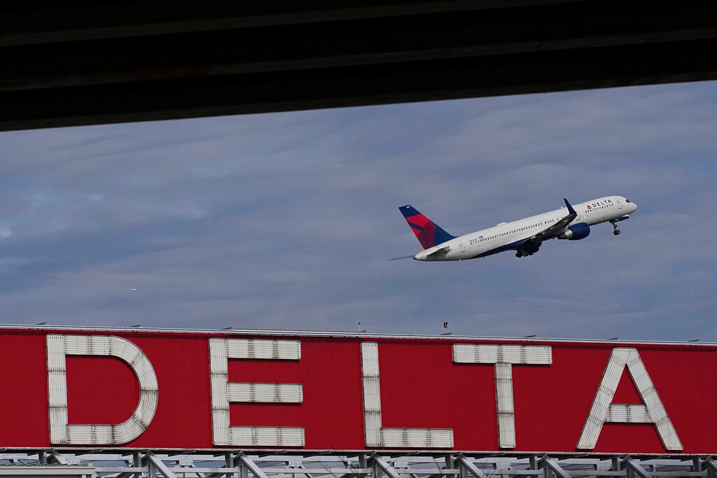 A Delta Air Lines plane takes off from Hartsfield-Jackson Atlanta International Airport in Atlanta, Nov. 22, 2022. (AP Photo/Brynn Anderson, File)