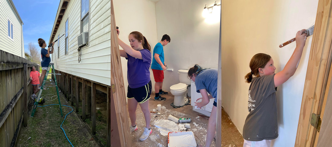 During a stop in New Orleans, the Kilgore family helped paint a church and build its staircase. The Kilgores have been traveling around North America to serve North American Mission Board church planters. (Photo/Kilgore Family)