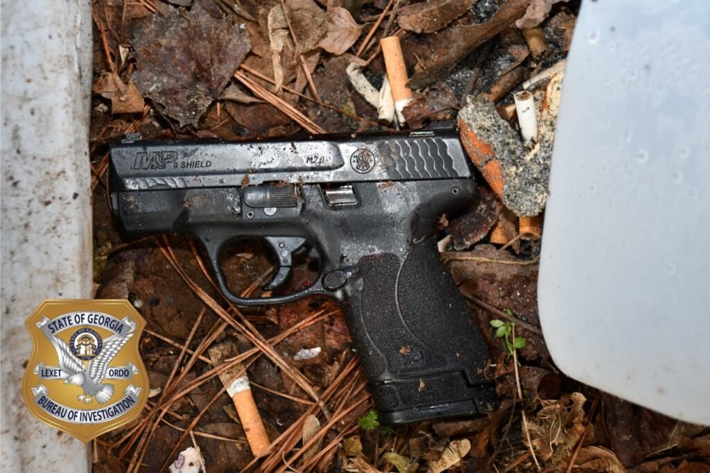 Officers recovered this Smith and Wesson 9mm handgun investigators say was used to shoot a state trooper. (Photo/Georgia Bureau of Investigation)