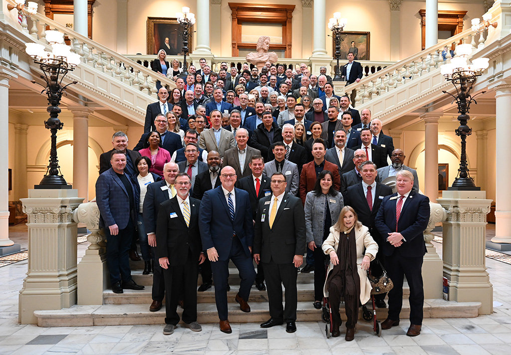 Pastors and guests pose inside the state Capitol in Atlanta during Pastors Day at the Capitol, organized by the Georgia Baptist Mission Board's Public Affairs Ministry, Thursday, Jan. 26, 2023. (Index/Henry Durand)