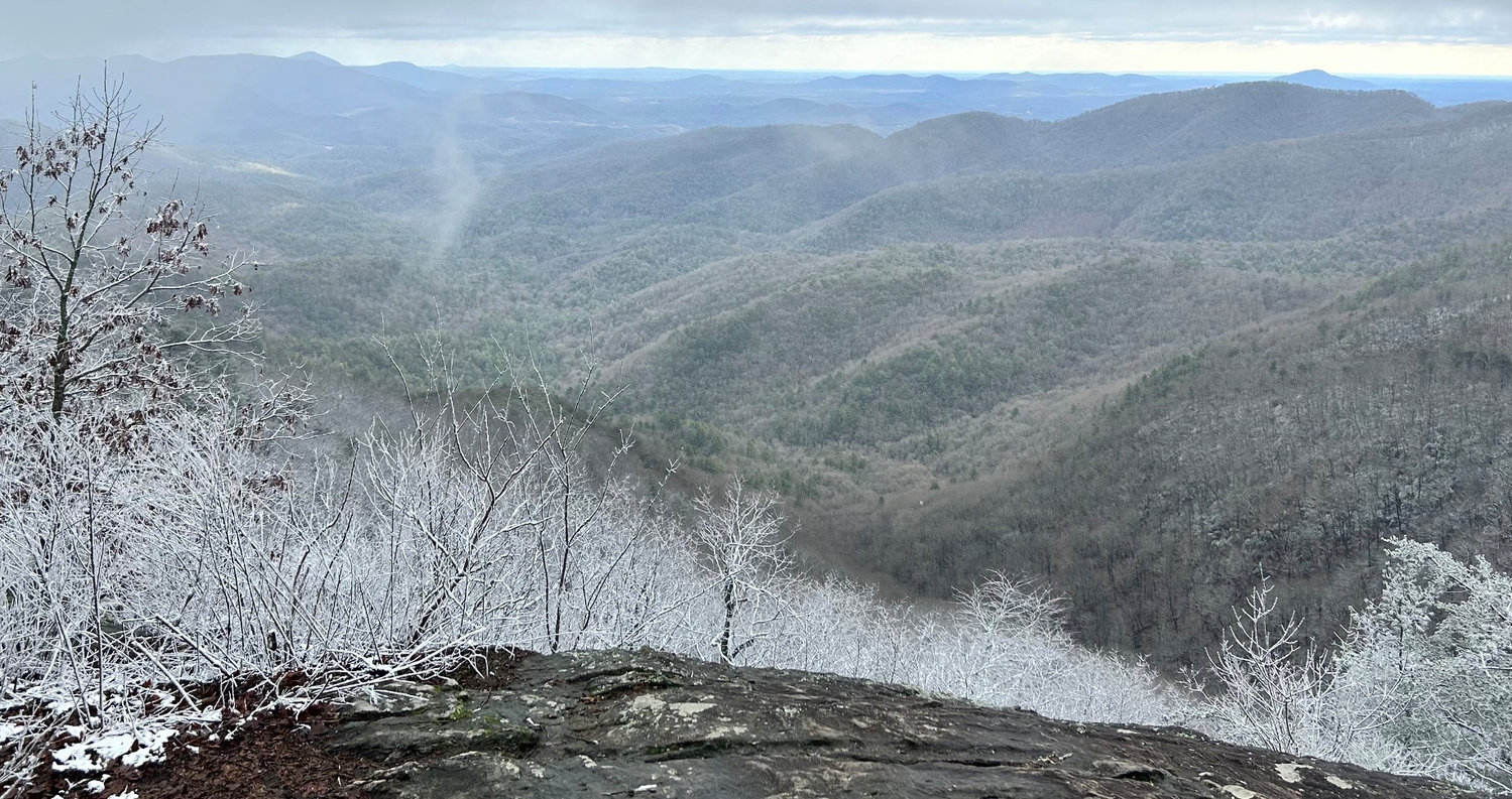 Wintertime view from Preachers Rock on the Appalachian Trail in Suches, Georgia. (Photo/Archie McCook)