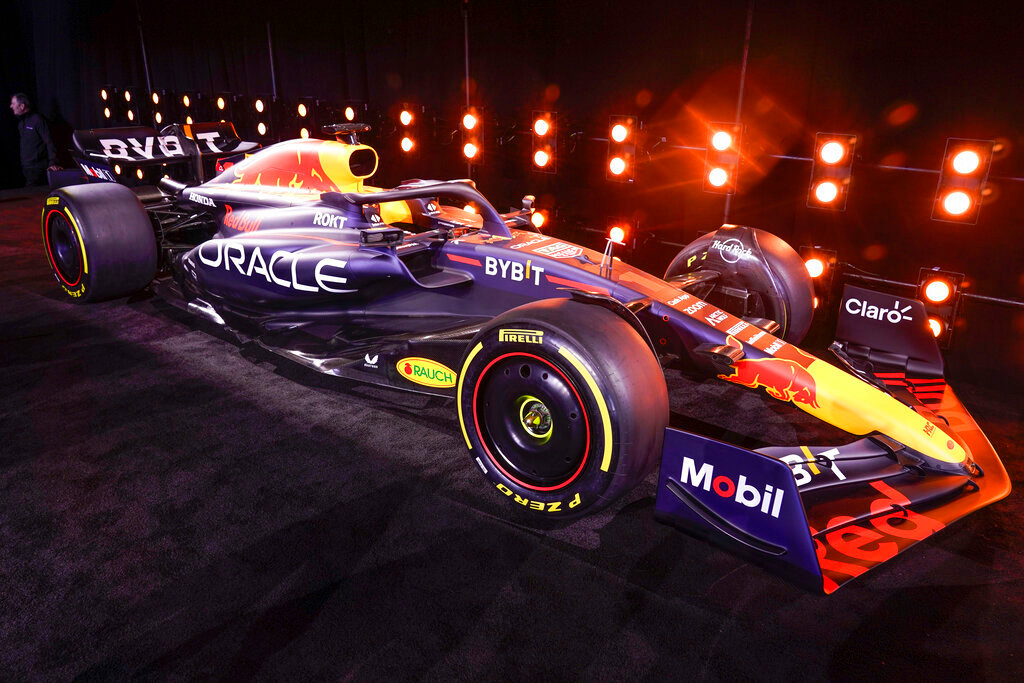 The new RB19 F1 car is unveiled during an event in New York, Friday, Feb. 3, 2023. (AP Photo/Seth Wenig)