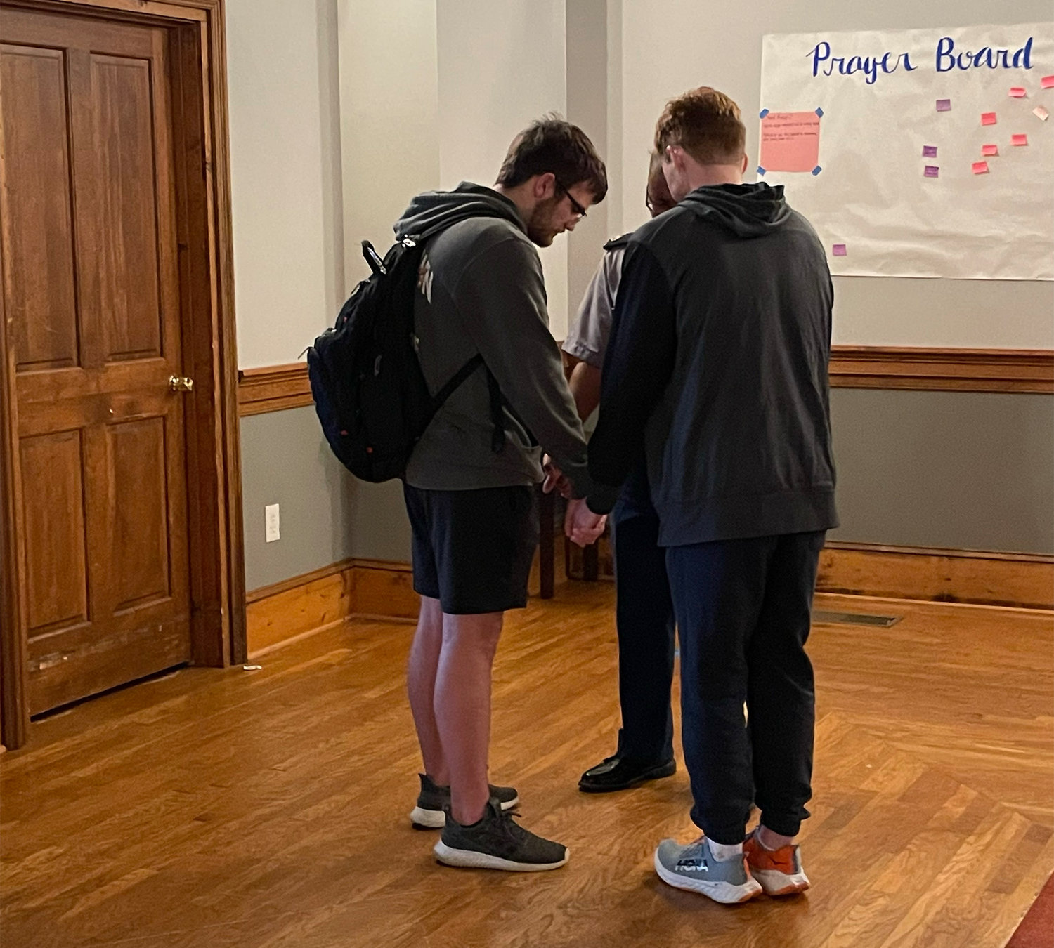 Students pray during a Collegiate Day of Prayer event at UNG Dahlonega, Thursday, Feb. 23, 2023.