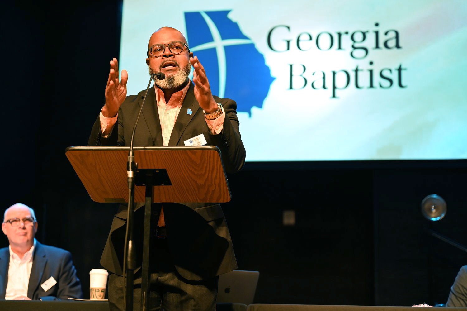 Pastor Anthony Wilson speaks to members of the Georgia Baptist Executive Committee at Ingleside Baptist Church in Macon on Tuesday, March 14, 2023. (Index/Roger Alford)