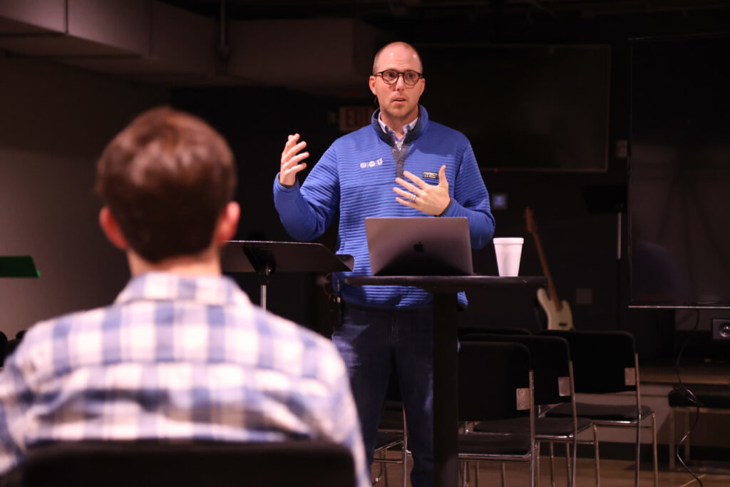 Benjamin Quinn, associate professor of theology and history of ideas at Southeastern Seminary, teaches during the Seminary for a Day event. (Photo/Southern Baptist Convention of Virginia)