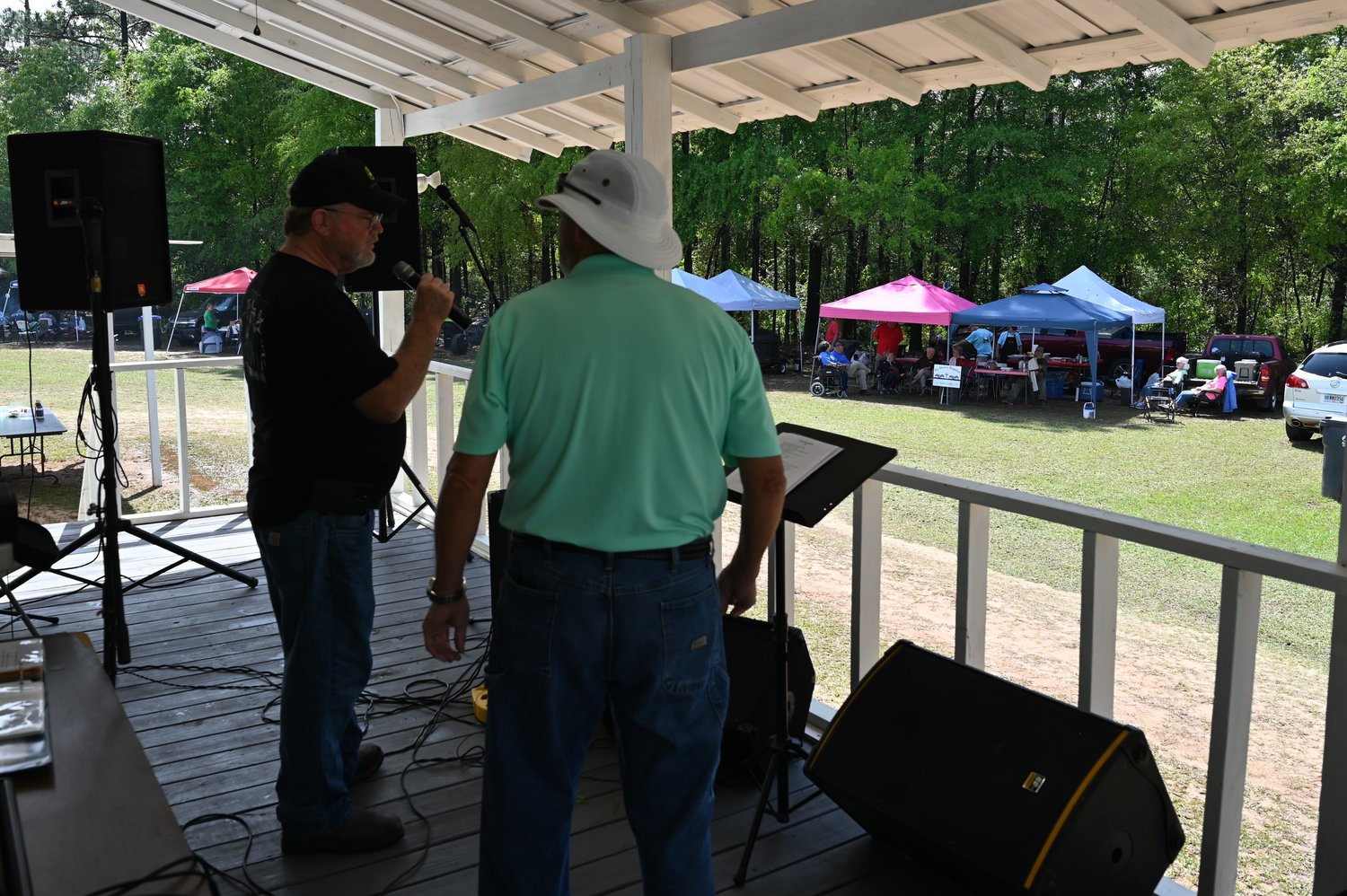 Gospel music is an important part of the days events at the Holy Smoke Christian Barbecue Competition in Preston, Ga., on Saturday, April 1, 2023. (Index/Roger Alford)