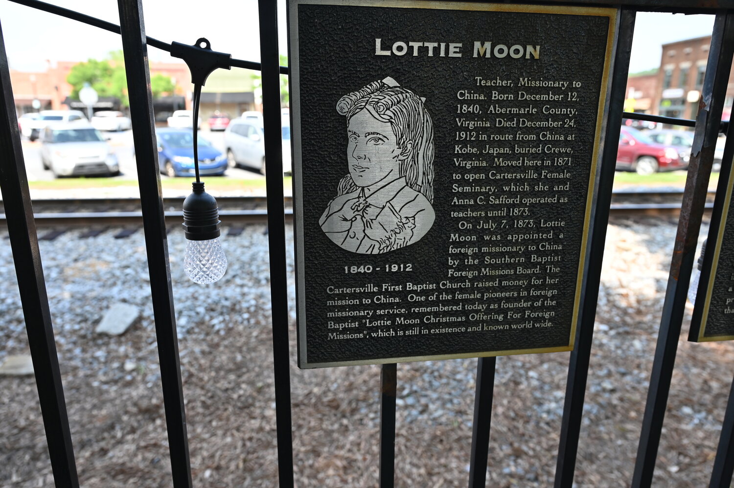 A memorial to Lottie Moon is on display in downtown Cartersville, Ga. on Thursday, May 11, 2023. (Index/Roger Alford)
