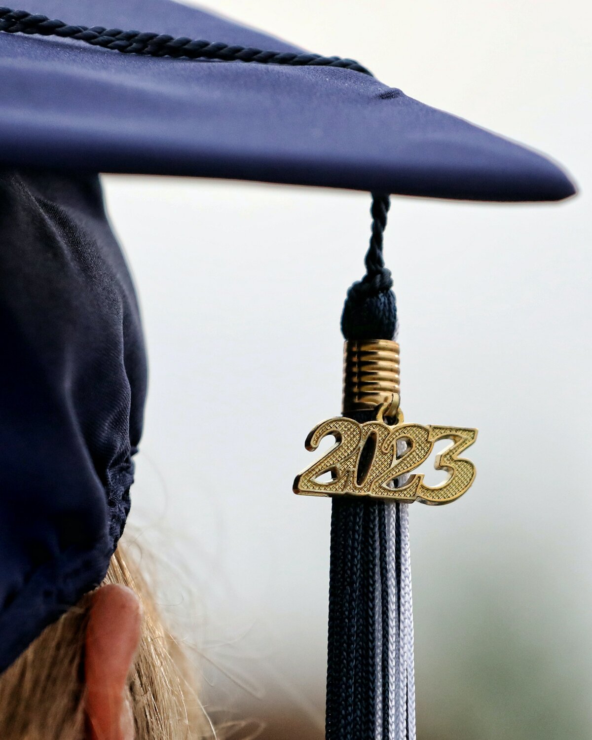 A tassel  shows the year that Eagle's Landing Christian Academy seniors received more than $50 million in scholarship offers. (Photo/Jeff Hurndon)