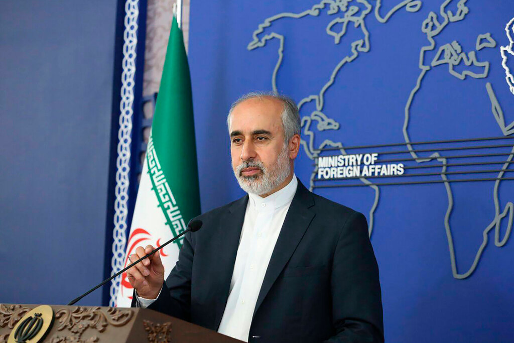 Foreign Ministry spokesperson Nasser Kanaani speaks in Tehran, Iran. (Iranian Foreign Ministry via AP, File)