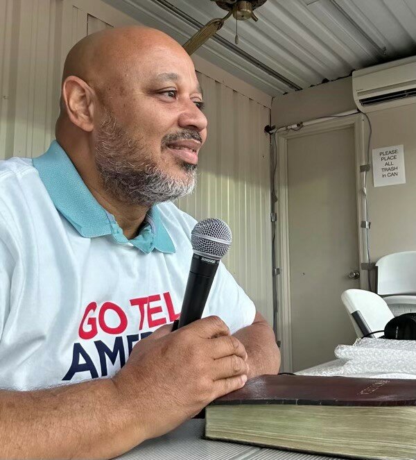 Samuel Ayala, a missions consultant with the Georgia Baptist MIssion Board, served as a Spanish translator at an evangelistic crusade in Baxley, Ga., on Wednesday, September 21, 2023.