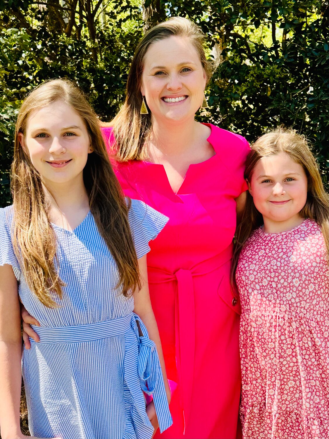 First lady Kelsie Saefkow poses with her daughters, Chloe, 12, and Sophie, 8. 