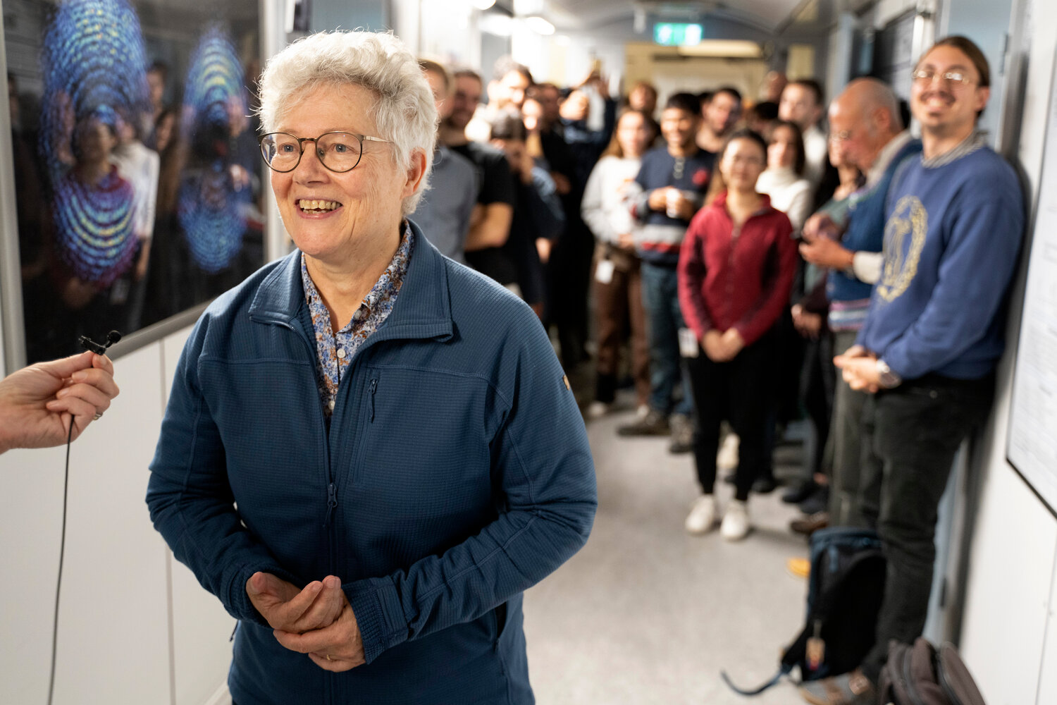 Nobel laureate Anne L'Huillier, who is one of this year's Nobel laureates in Physics, talks to journalists at Lund University, in Lund, Sweden, on Tuesday, Oct. 3, 2023. (Ola Torkelsson/TT News Agency via AP)