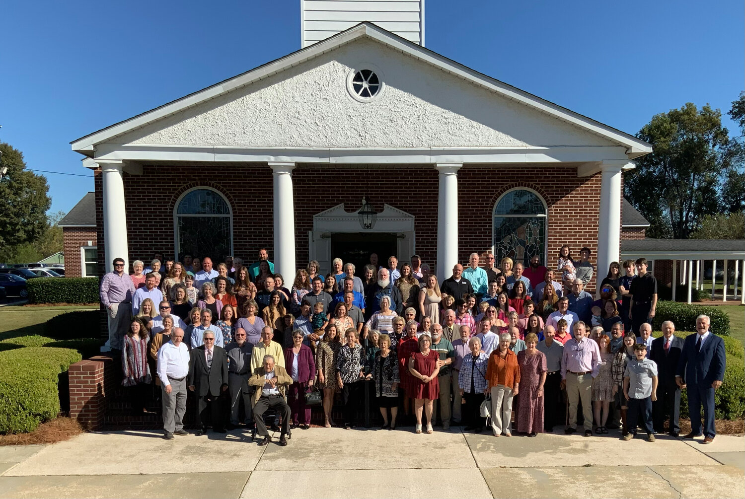 The members of Funston Baptist Church gather for a photo on the occasion of their 125th anniversary.