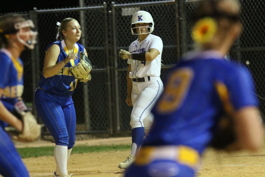 Keystone Heights' gritty softball team nearly pulled off an upse tof sorts with a comeback in the final innings to tie top seed Newberry, but a questionable hit batter call cost the Lady Indians an extra inning in their eighth inning loss 4-3.  Keystone Heights still advanced into region play with a road game to Trinity Catholic.