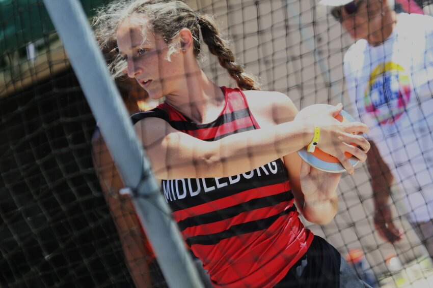 Middleburg High discus thrower Madison Underwood defended her region 1-3A title in Pensacola to be a top five contender for a state medal.