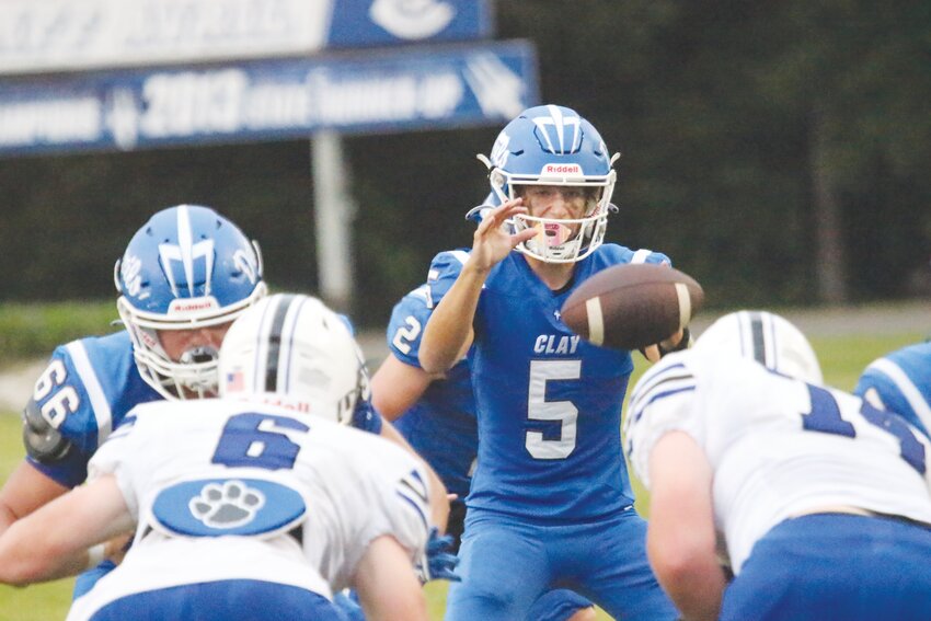 Clay High quarterback Landon Chadwick accounted for three touchdowns with two via air and one on the ground in Blue Devils&rsquo; win over Ridgeview.
