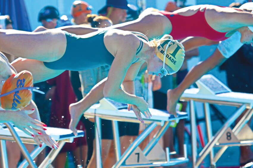 Fleming Island senior freestyle 50 free double state champion Maryn McDade put up some two times at the Frank Holleman Invitational in Ponte Vedra to put her hat in for yet another title run.