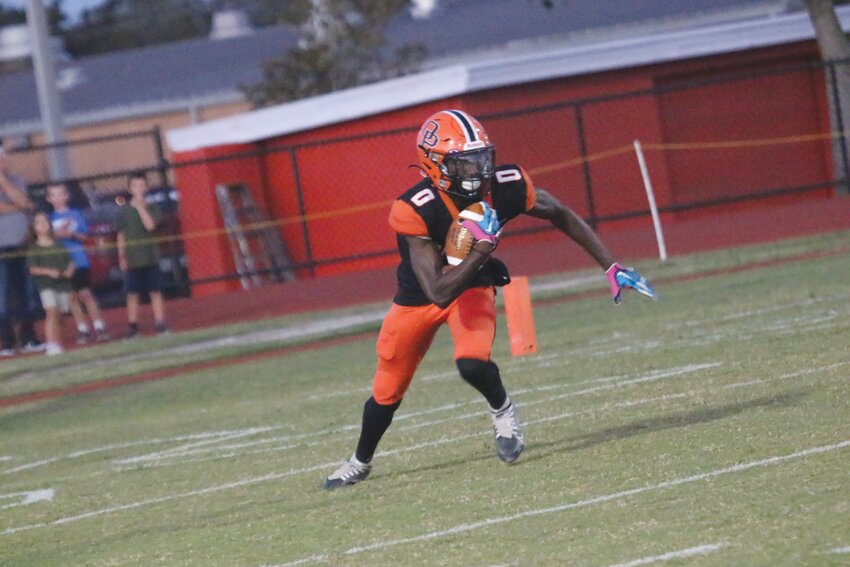Orange Park kick returner Jermel Brown set off the Raiders' attack on Middleburg with his 98-yard opening kickoff return in the Raiders' 41-22 district win Friday night.