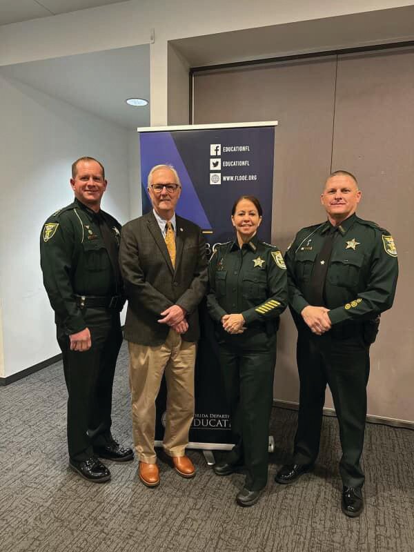 Joining SJR State President Joe Pickens in Tallahassee in support of the proposed Bachelor of Science Degree in Criminal Justice, Applied Intelligence Studies are Putnam County Sheriff H.D. &ldquo;Gator&rdquo; DeLoach, Clay County Sheriff Michelle Cook and St. Johns County Sheriff Robert Hardwick.