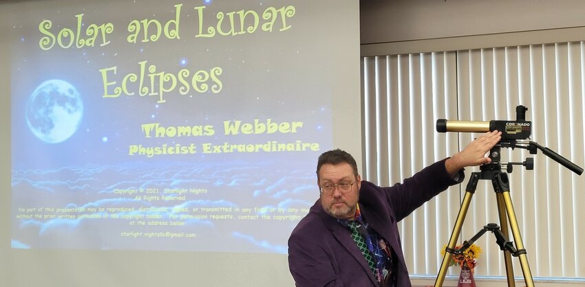 Thomas Webber is an expert on eclipses, and he's talked about them a few dozen times with Clay County Schools and Outreach Programs in the past few years.