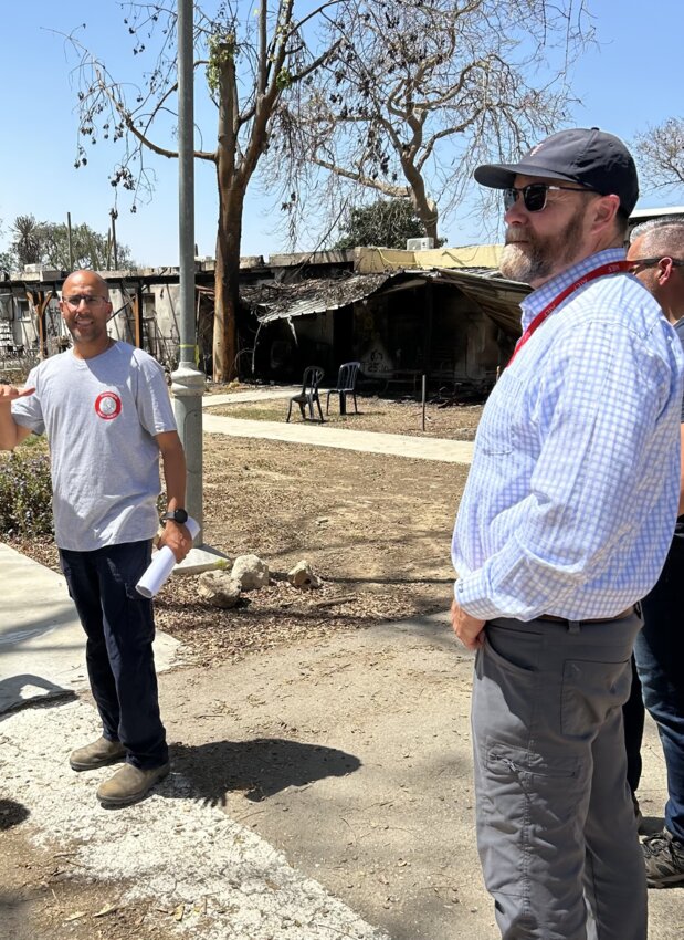 While in the Kibbutz Nir Oz, Bean saw the ravaged home where 10-month-old Kfir, his four-year-old brother, Ariel, and their mother Shiri, where heartbreakingly taken hostage by Hamas.