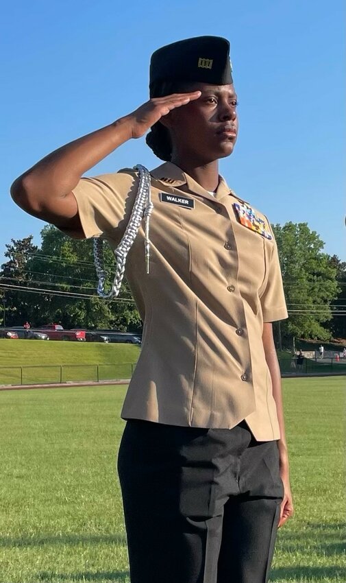 Navy JROTC Cadet Lt. Cmdr. Raelynn Walker won the Honor Platoon award at the Leadership Academy and Basic Leadership Training Course for the second consecutive year.