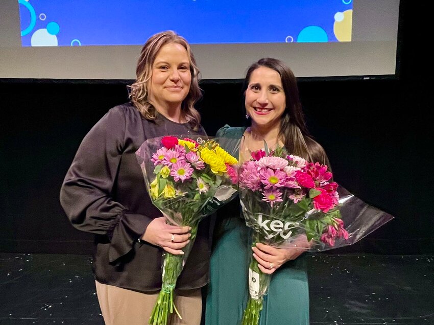 Lake Asbury Junior High Principal's Secretary Misty Massey (left) won School-Related Employee of the Year, while Orange Park Elementary teacher Amanda Watson (right) won Teacher of the Year.