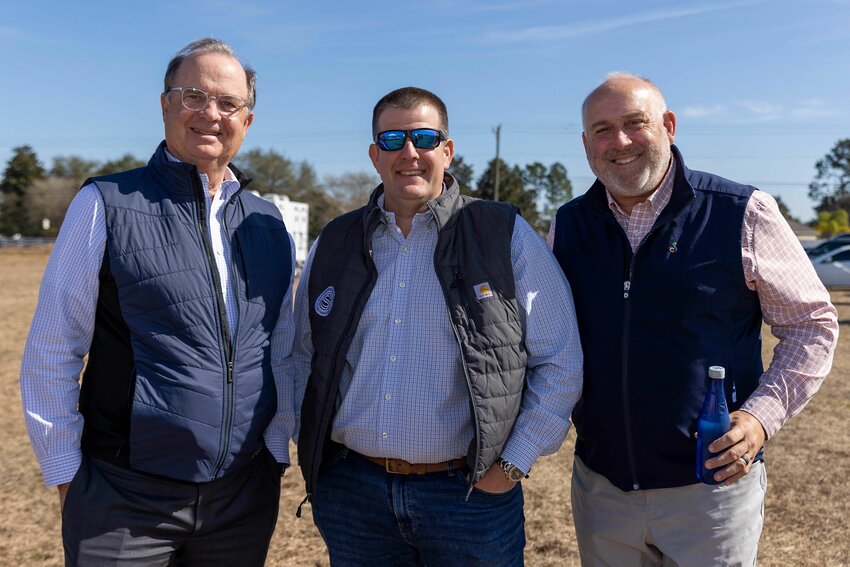 From left, George Egan with Reinhold Corporation, Andy Smith with Freehold Communities, and Steve Lovett Ervin Lovett Miller Architecture &amp; Planning Firm joined the festivities Thursday.