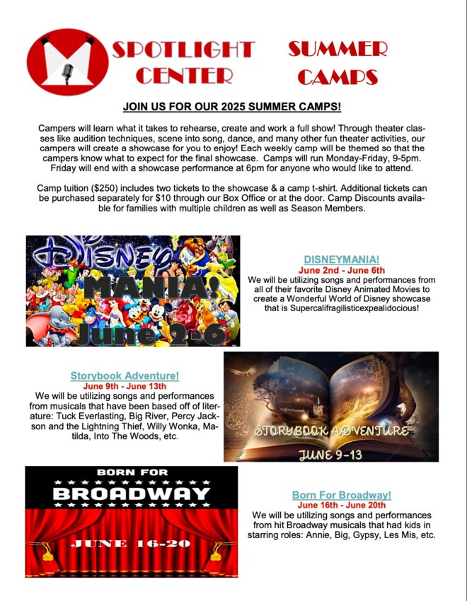 From June 2 to June 20, the three, one-week programs will teach campers from 8 to 16 years old what it takes to work and create a full production.