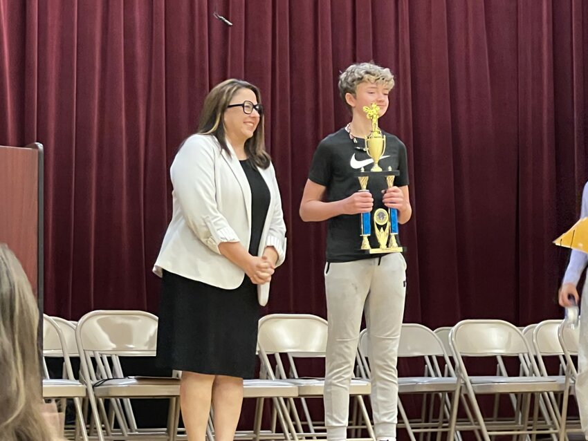 Lakeside Junior High student Aidan Watt took home the coveted 1st place trophy.